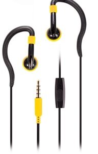 Sport Active earphone with earclips and telephone function, Yellow