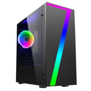 CiT Seven Micro Tower 2 x USB 2.0 Acrylic Side Window Panel Black RGB LED